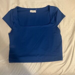 Women's Blue Square Neck Top